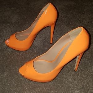 Neon orange heels